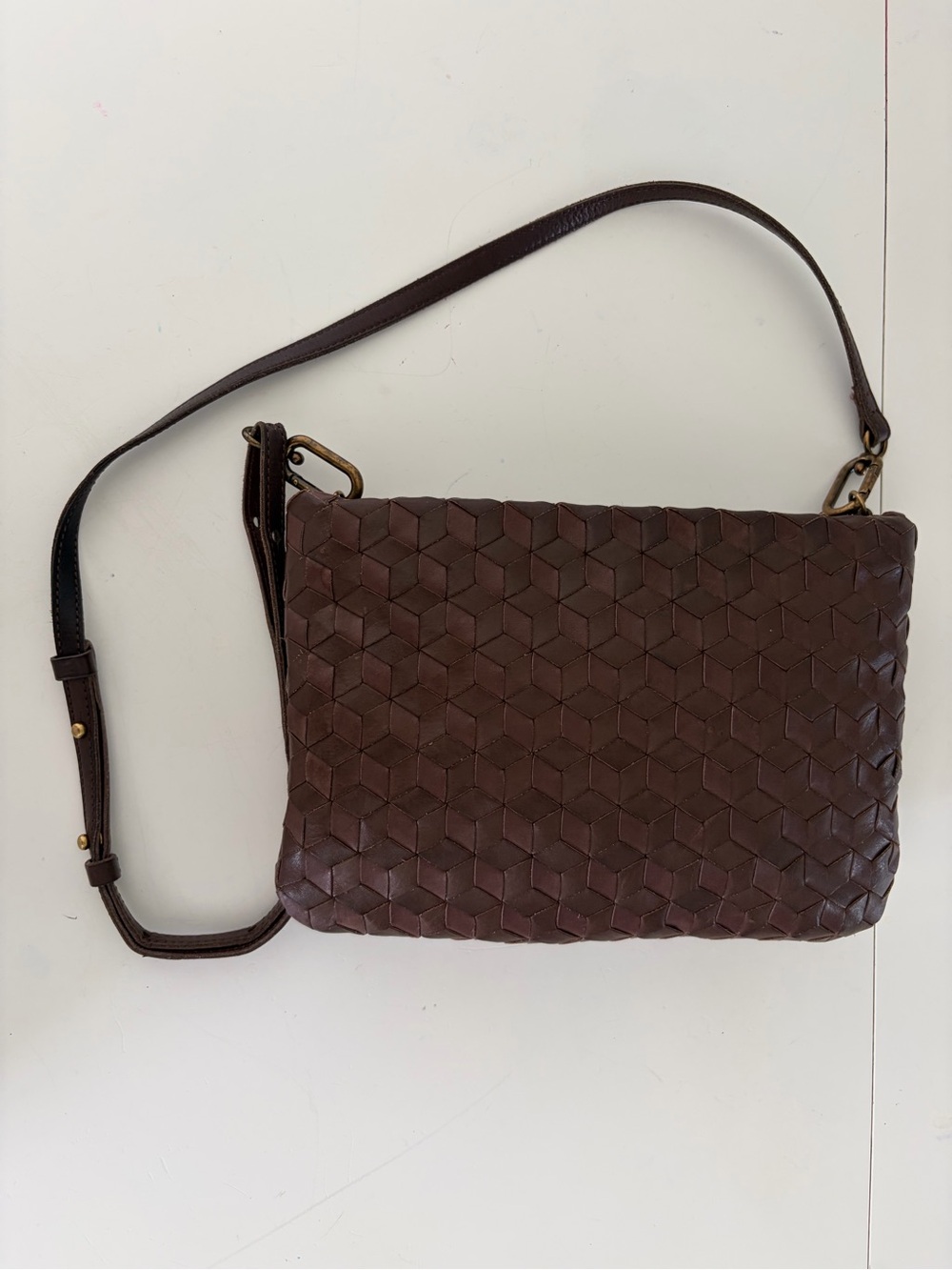 Madewell The Puff Woven Leather Crossbody Bag Chocolate Raisin NI981 - Picture 2 of 14